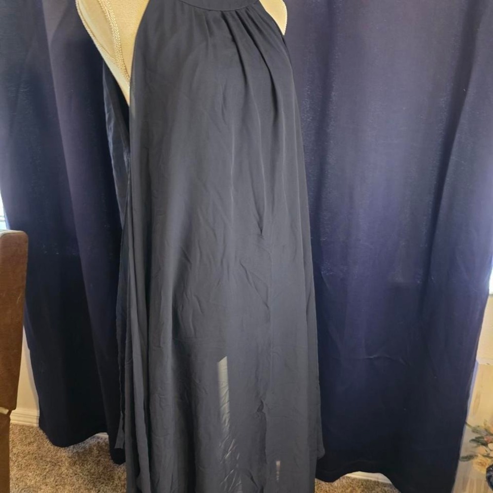 Bailey blue black maxi dress with open back and side slit. Size XXL #goth #party